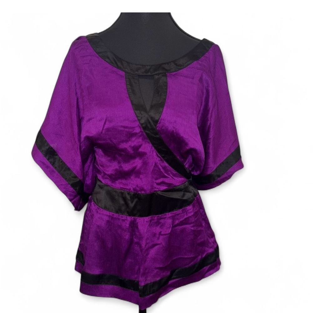 Bebe Y2K Purple & Black Kimono Blouse – Women’s Small